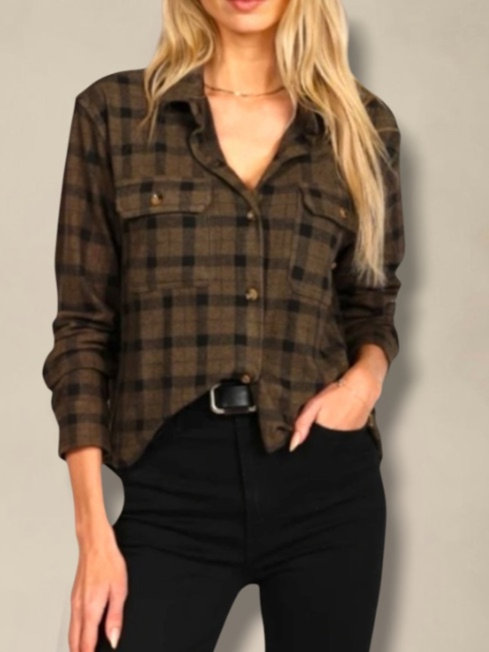 DYLAN HI-LO 2 POCKET PLAID SHIRT